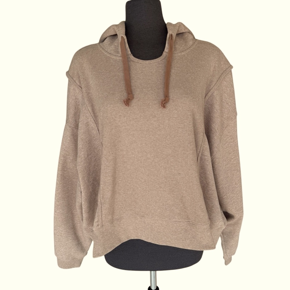 NIKE CROPPED HOODIE SCOPP NECK RIBBED DETAIL Cozy Tan Hoodie for Women Size 3X